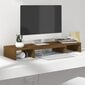 vidaXL monitora paliktnis, brūns, 80x24x10,5 cm, priedes masīvkoks cena un informācija | TV galdiņi | 220.lv