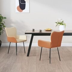 vidaXL virtuves krēsli, 2 gab., krēmkrāsas, audums un mākslīgā āda cena un informācija | Virtuves un ēdamistabas krēsli | 220.lv