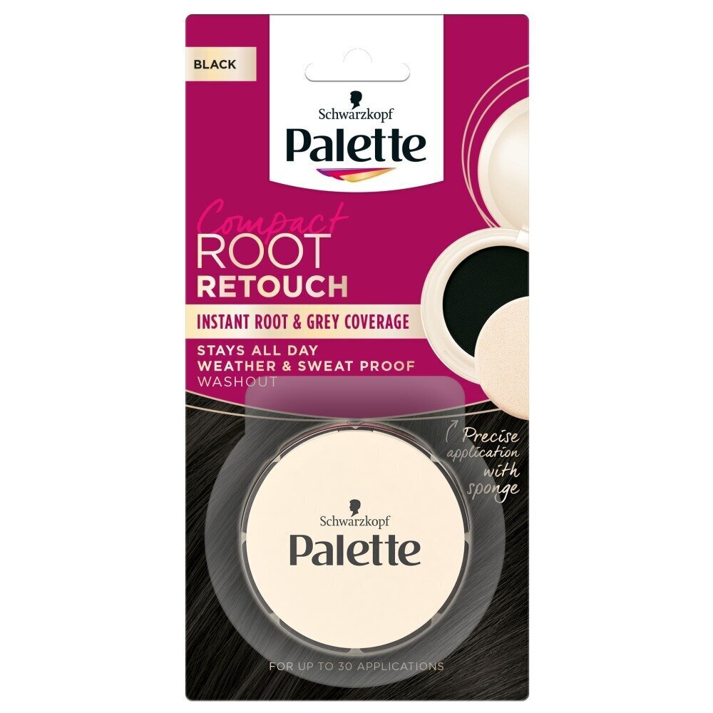 Pagaidu matu krāsa ataugušām saknēm Palette Compact Root Retouch Black, 3 g cena un informācija | Matu krāsas | 220.lv