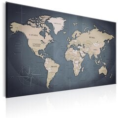 Картина - World Map: Shades of Grey 120x80 см цена и информация | Картины | 220.lv