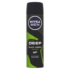 Дезодорант-спрей для мужчин Nivea Deep Black Carbon Amazonia, 150 мл цена и информация | Мужская парфюмированная косметика | 220.lv