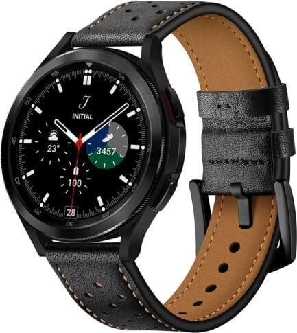 Watch Band Leather Black cena un informācija | Viedpulksteņu un viedo aproču aksesuāri | 220.lv