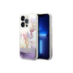 Vāciņš Guess Flower Glitter - iPhone 14 Pro, violets cena un informācija | Telefonu vāciņi, maciņi | 220.lv