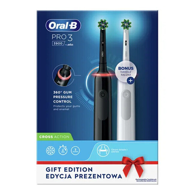 D505.523.3H Oral-B PRO3 3900 Duo pack Elektriskā Zobu Birste cena un informācija | Elektriskās zobu birstes | 220.lv