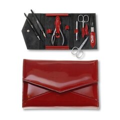 Luxurious 7-piece manicure in Fire 7 red leather case cena un informācija | Nagu kopšanas piederumi | 220.lv