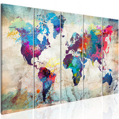 Glezna - World Map: Cracked Wall 225x90 cm cena un informācija | Gleznas | 220.lv