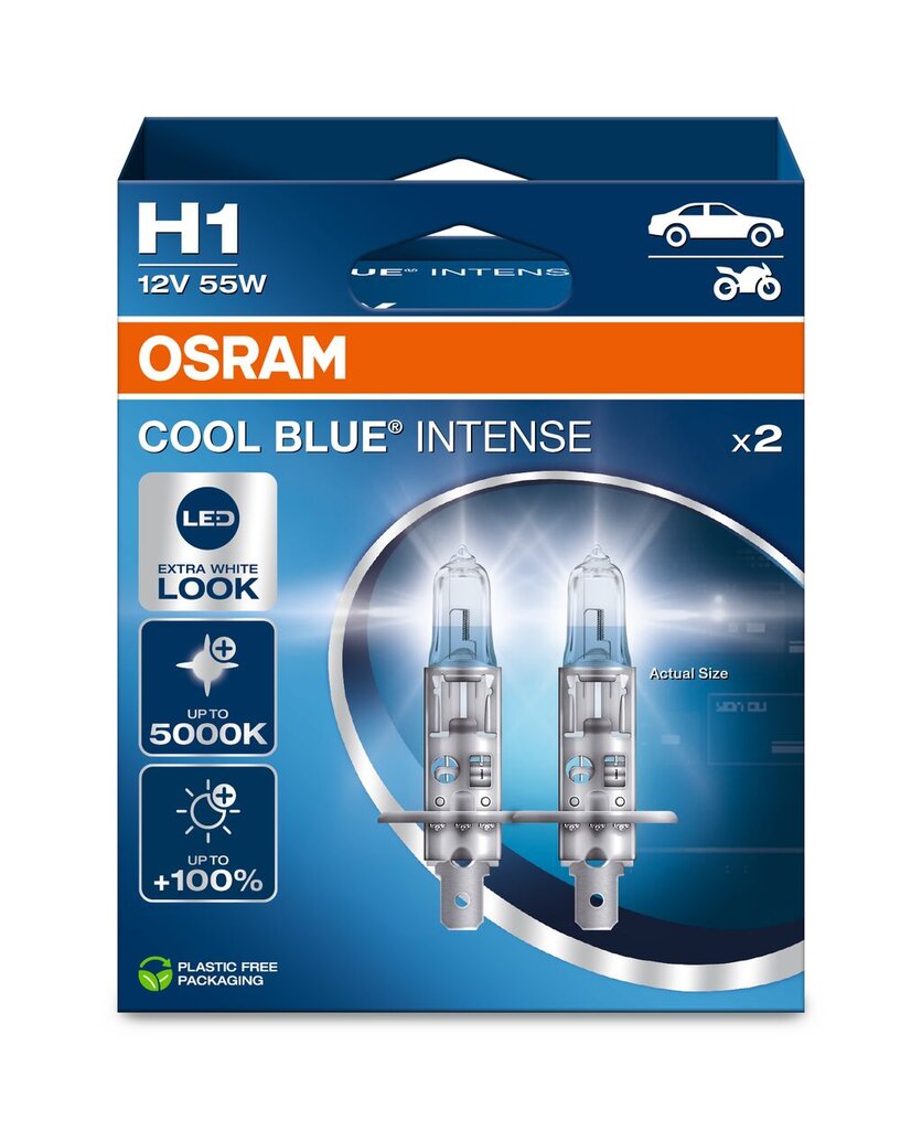 Osram spuldzes, H1, COOL BLUE Intense, NextGen, 5000K, +100%, 55 W 64210CBN-HCB cena un informācija | Auto spuldzes | 220.lv