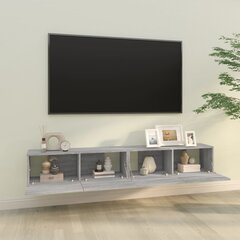 Televizora skapīši, 2gab., pelēki, 100x30x30cm, koka cena un informācija | TV galdiņi | 220.lv
