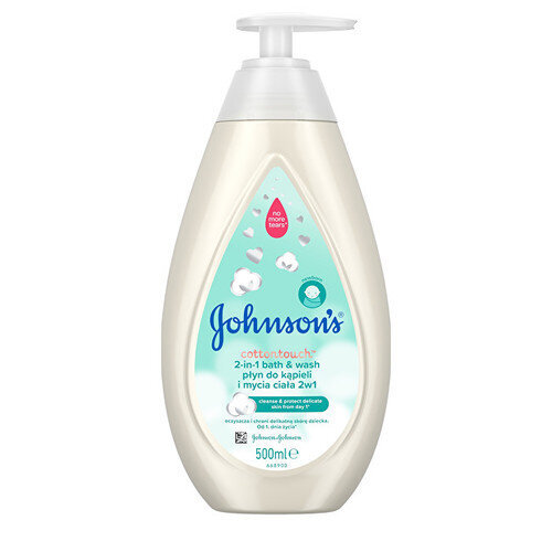 Johnsons dušas želeja 2in1 Cottontouch (2-in-1 Bath & Wash), 500 ml cena un informācija | Bērnu kosmētika, līdzekļi jaunajām māmiņām | 220.lv