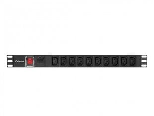 Lanberg Сетевой фильтр Rack PDU 19 дюймов 1U 10A 10X IEC C13 2 м C14 черный цена и информация | Удлинители | 220.lv