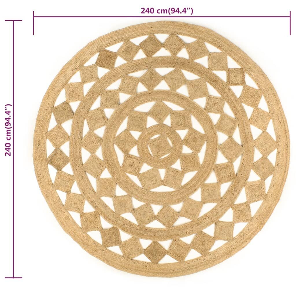 Paklājs, 240cm, pīta džuta, roku darbs cena un informācija | Paklāji | 220.lv