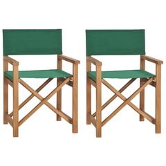 Režisora krēsli, 2gab., zaļš, tīkkoka koka masīvs cena un informācija | Dārza krēsli | 220.lv