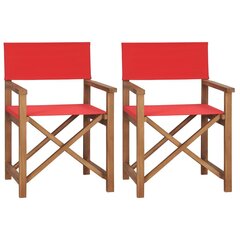 Režisora krēsli, 2gab., sarkans, tīkkoka koka masīvs cena un informācija | Dārza krēsli | 220.lv