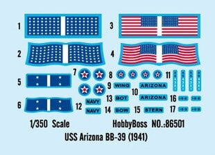 Hobby Boss Plastmasas modelis USS Arizona BB-39 (1941) цена и информация | Коллекционные модели автомобилей | 220.lv