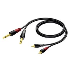 PROCAB kabelis 2X RCA / CINCH MALE - 2X6,3 MM JACK MALE MONO, 3 m cena un informācija | Kabeļi un vadi | 220.lv