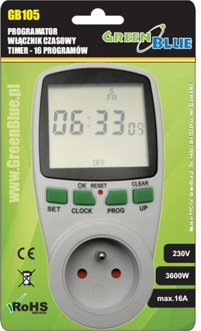 GreenBlue GB105 automātiskais pagrieziena taimeris cena un informācija | Taimeri, termostati | 220.lv