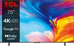 TV Set|TCL|75"|4K/Smart|3840x2160|Wireless LAN|Bluetooth|Google TV|Metallic|75P635 цена и информация | Телевизоры | 220.lv