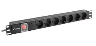 Lanberg Блок питания для стойки PDU 19 дюймов 1U 16A 7X 230V PL SPD-3MP 2м черный цена и информация | Удлинители | 220.lv