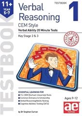 11plus Verbal Reasoning Year 5-7 CEM Style Testbook 1: Verbal Ability 20 Minute Tests cena un informācija | Grāmatas pusaudžiem un jauniešiem | 220.lv