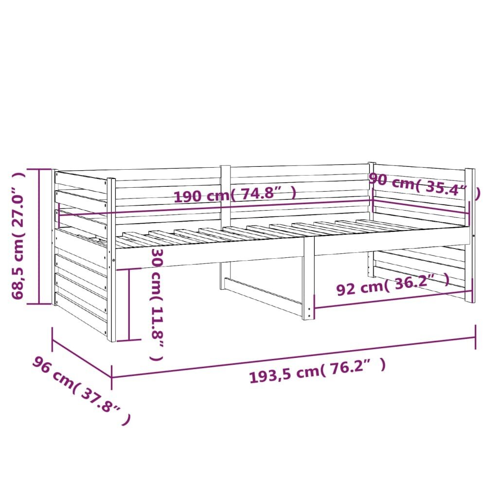 Gulta, medus brūna, 90x190cm, priedes masīvkoks cena un informācija | Gultas | 220.lv