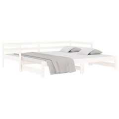Izvelkama gulta, balta, 2x(90x190)cm, priedes masīvkoks цена и информация | Кровати | 220.lv
