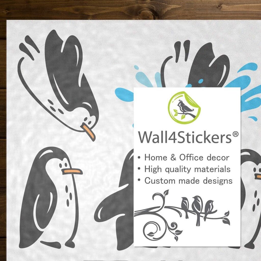 Penguins Wall Decal Ledusskapis Smieklīgi vinila sienas uzlīmes Dzīvokļa dekoru uzlīmes, sienas gleznojums cena un informācija | Dekoratīvās uzlīmes | 220.lv