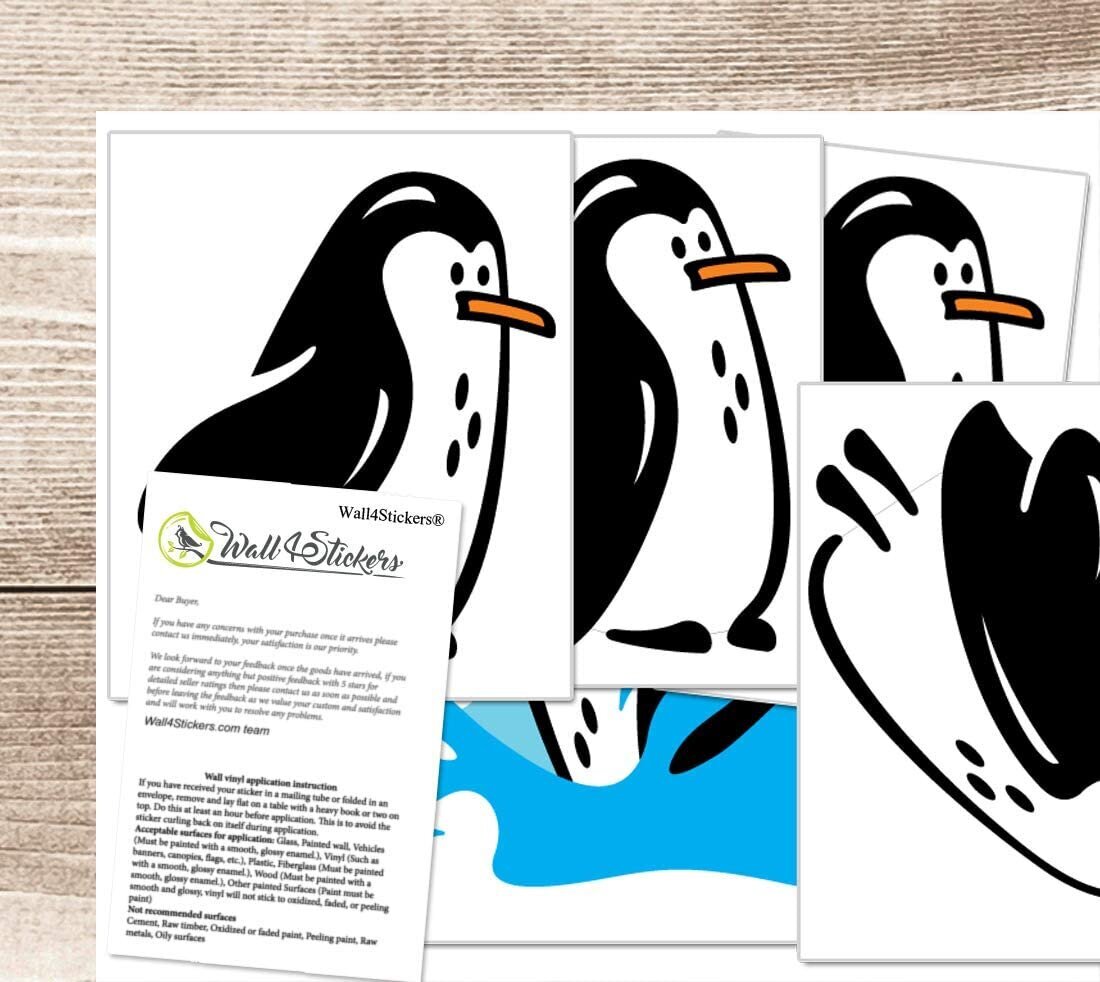 Penguins Wall Decal Ledusskapis Smieklīgi vinila sienas uzlīmes Dzīvokļa dekoru uzlīmes, sienas gleznojums cena un informācija | Dekoratīvās uzlīmes | 220.lv