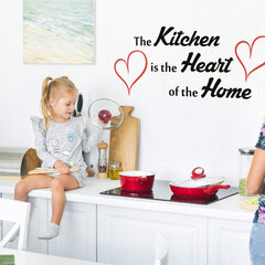 Kitchen is the heart of the home, наклейка на стену, цитата для кухни, декор для дома цена и информация | Декоративные наклейки | 220.lv