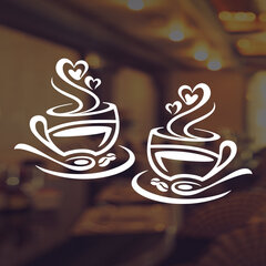 2 Белые чашки чая - наклейки на стену или окна цена и информация | Декоративные наклейки | 220.lv