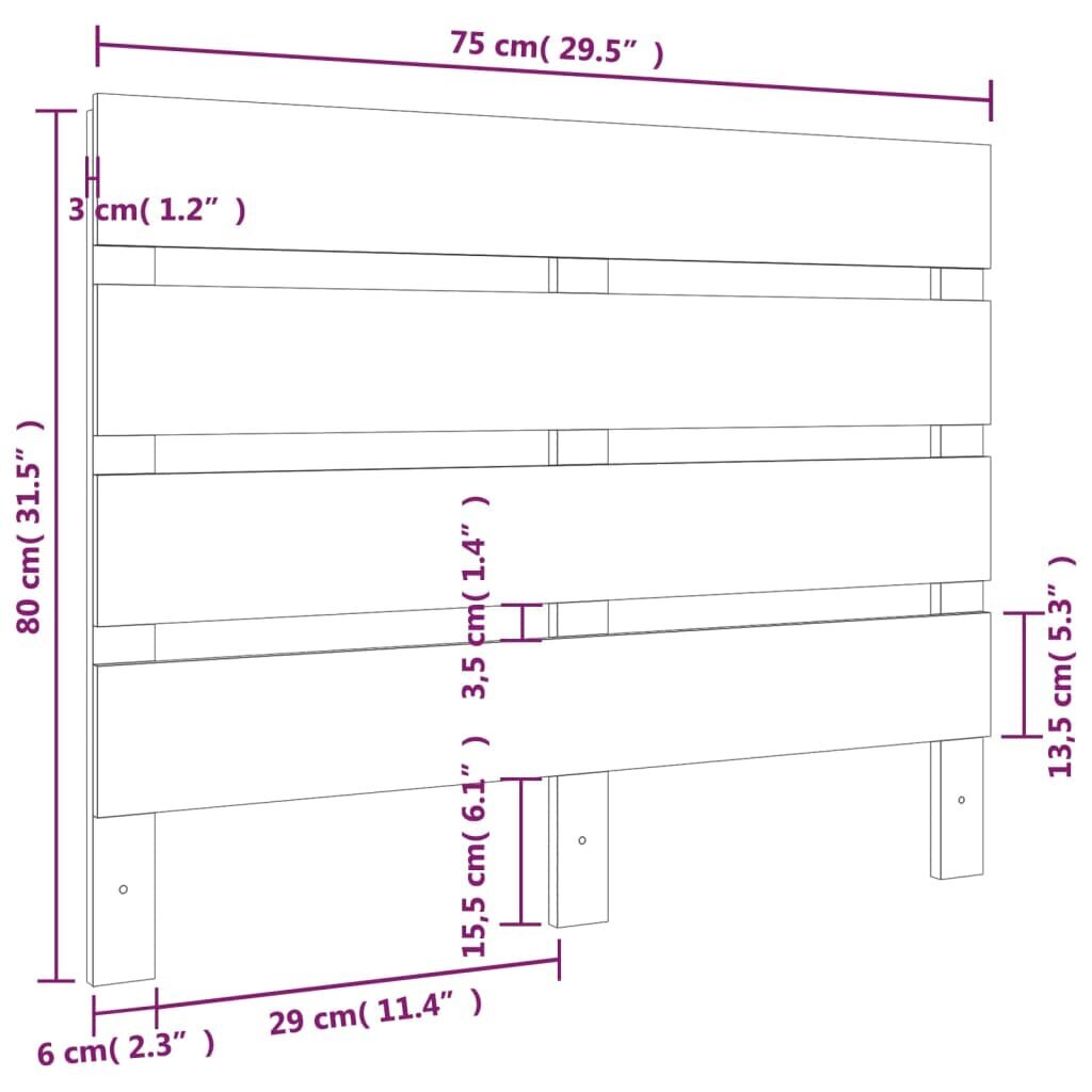 Galvgalis, medus brūns, 75x3x80cm, priedes masīvkoks cena un informācija | Gultas | 220.lv