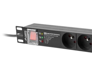 Lanberg Блок питания для стойки PDU 19 дюймов 1U 16A 7X 230V PL SPD-3MP 2м черный цена и информация | Удлинители | 220.lv