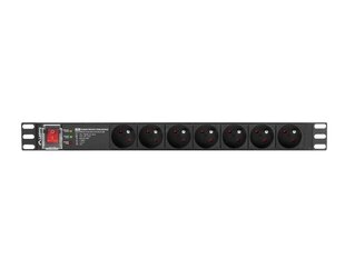 Lanberg Блок питания для стойки PDU 19 дюймов 1U 16A 7X 230V PL SPD-3MP 2м черный цена и информация | Удлинители | 220.lv