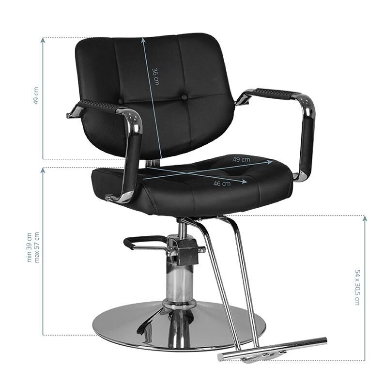 Profesionāls friziera krēsls Gabbiano Vigo, melns cena un informācija | Mēbeles skaistumkopšanas saloniem | 220.lv