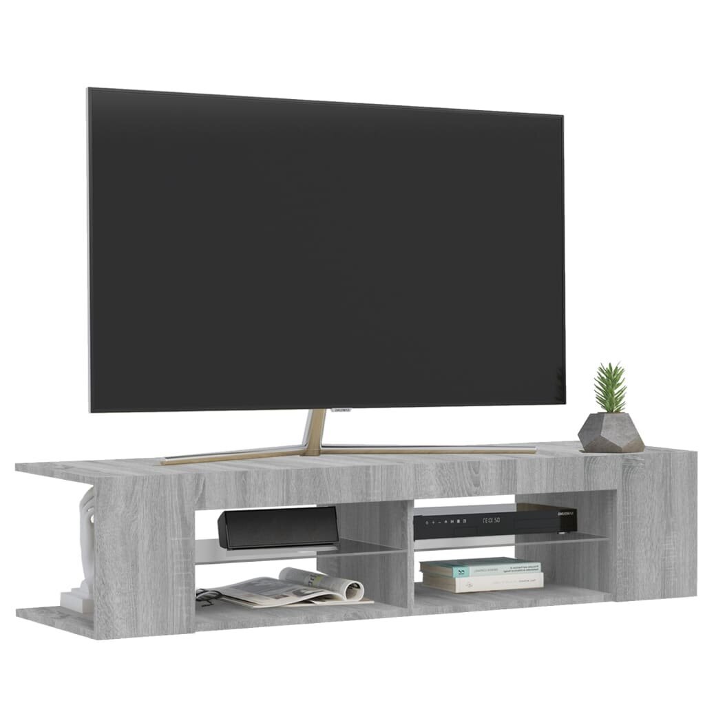 Televizora skapis ar led, pelēka ozola, 135x39x30cm cena un informācija | TV galdiņi | 220.lv