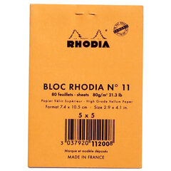 Piezīmju bloks A7/80l square Rhodia orange 80g, Clairefontaine /10 cena un informācija | Burtnīcas un papīra preces | 220.lv