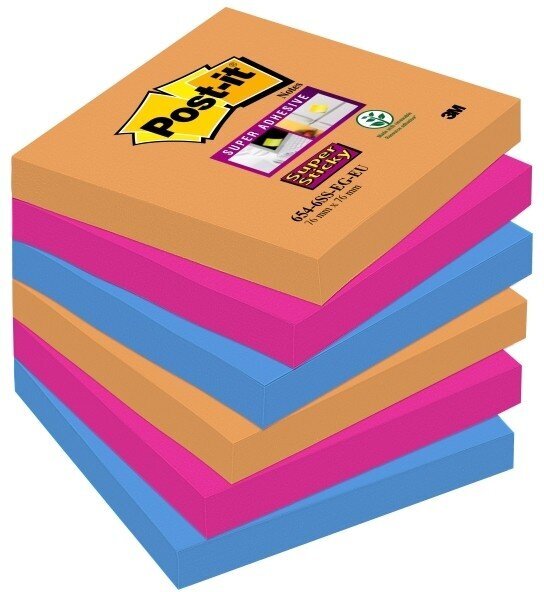 Piezīmju papīrs Post-it 654-6SS-EG 76x76mm BANGKOK Super Sticky 6gab/p cena un informācija | Burtnīcas un papīra preces | 220.lv