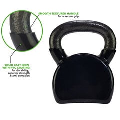 Гиря Tunturi Vinyl Kettlebell, 16 кг, черная цена и информация | Гантели, штанги, гири | 220.lv