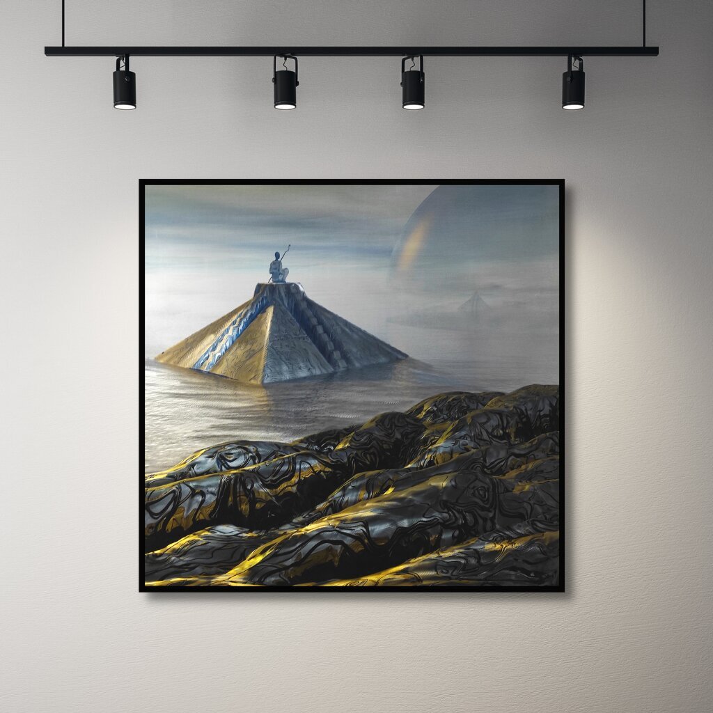 Ar rokām veidota metāla glezna Pyramid 90x90 cm цена и информация | Gleznas | 220.lv