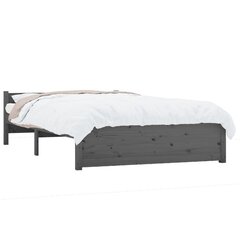 vidaXL gultas rāmis, pelēks, masīvkoks, 135x190 cm, 4FT6, divvietīgs cena un informācija | Gultas | 220.lv