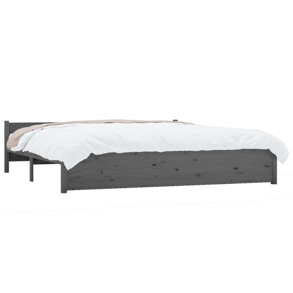 vidaXL gultas rāmis, pelēks, masīvkoks, 180x200 cm, 6FT, divvietīgs cena un informācija | Gultas | 220.lv