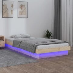 vidaXL gultas rāmis, LED, 90x200 cm, masīvkoks цена и информация | Кровати | 220.lv