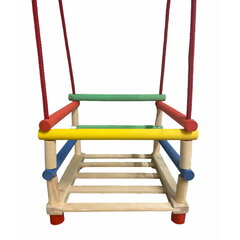 Vigo Eco Koka krāsainas šūpoles ar 21cm augstu muguriņu un 27x27cm sēdvietu bērniem no 1+ gada (maks. 35kg) cena un informācija | Šūpoles | 220.lv