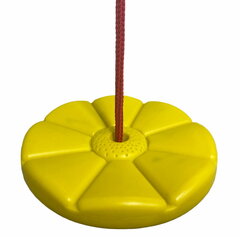 Vigo Apaļas formas Plastikāta šūpoles ar 1.35m pītu virvi (diametrs 27cm) (max85kg) Dzeltena cena un informācija | Šūpoles | 220.lv