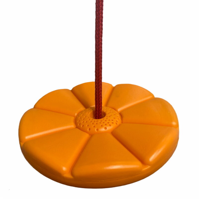 Vigo Apaļas formas Plastikāta šūpoles ar 1.35m pītu virvi (diametrs 27cm) (max85kg) Oranža cena un informācija | Šūpoles | 220.lv