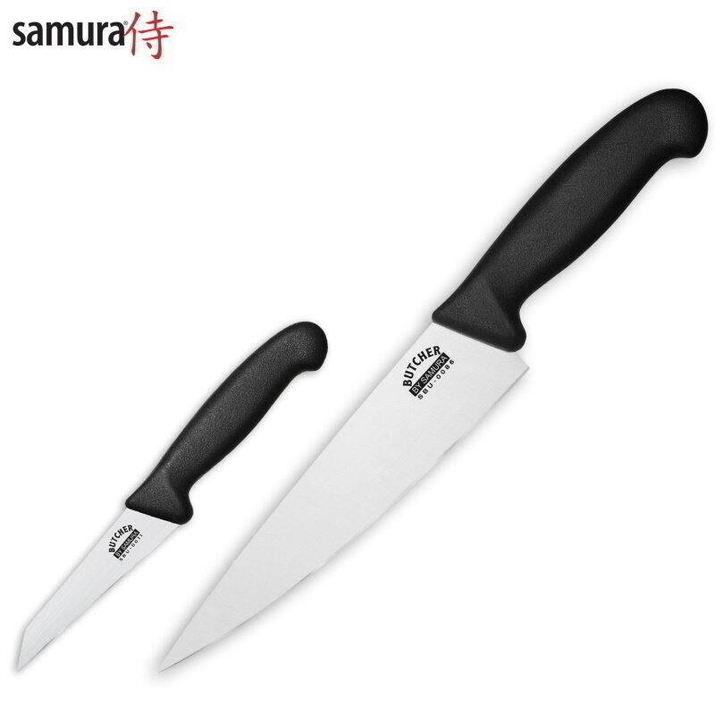 Samura Butcher 2 Virtuves nažu komplekts: dārzeņu 91mm Šefa 200mm no AUS 8 Japāņu tērauda 58 HRC cena un informācija | Naži un to piederumi | 220.lv