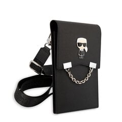 Karl Lagerfeld Saffiano Metal Ikonik Wallet Phone Bag Black цена и информация | Чехлы для телефонов | 220.lv