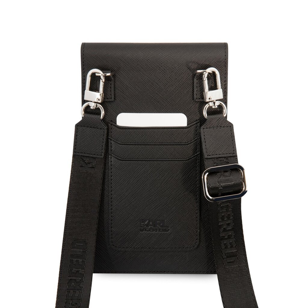 Karl Lagerfeld Saffiano Rue Saint Guillaume Wallet Phone Bag Black cena un informācija | Telefonu vāciņi, maciņi | 220.lv