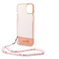 Guess PC/TPU Camera Outline Translucent Case with Strap for iPhone 14 Pink cena un informācija | Telefonu vāciņi, maciņi | 220.lv