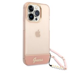 Guess PC/TPU Camera Outline Translucent Case with Strap for iPhone 14 Pro Pink цена и информация | Чехлы для телефонов | 220.lv