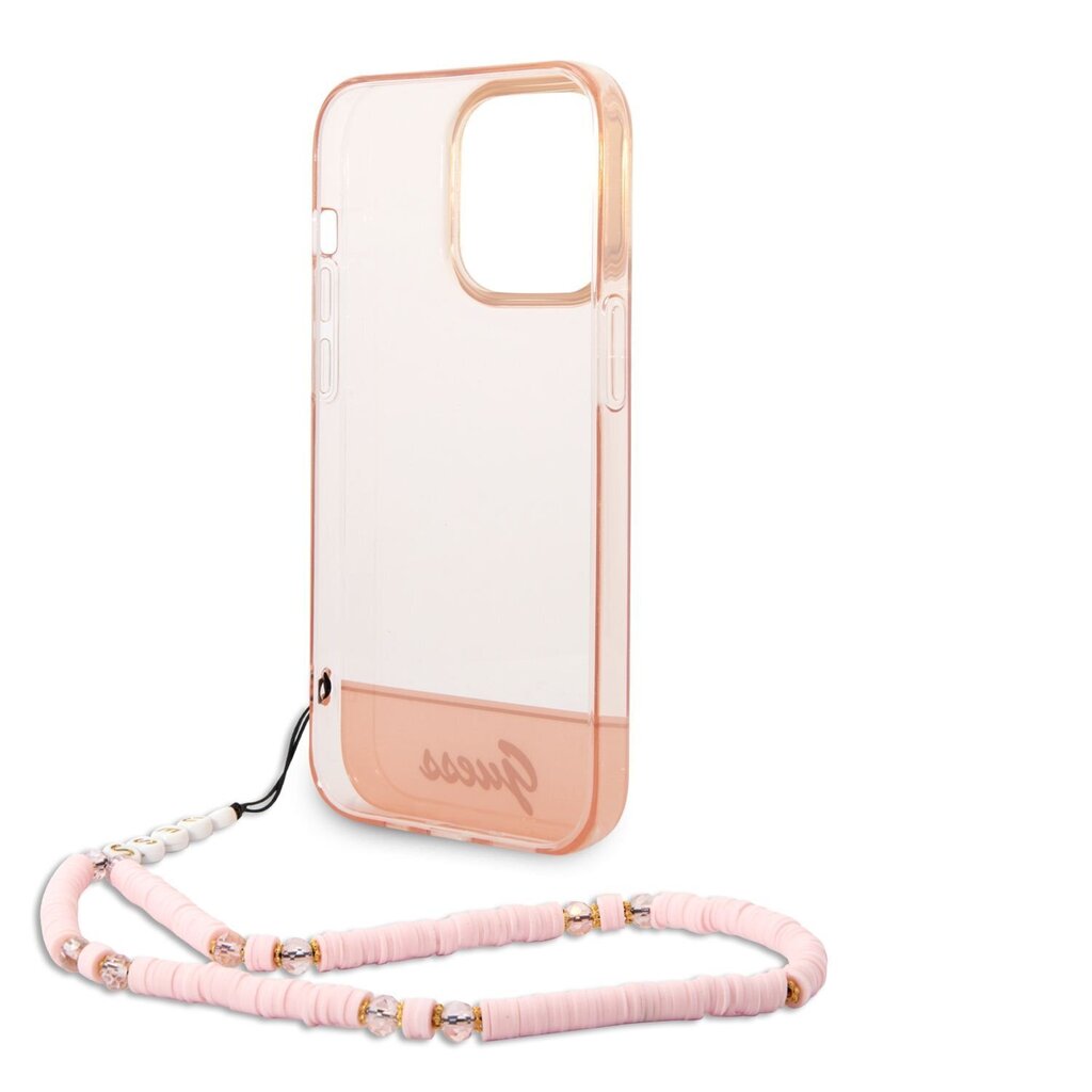 Guess PC/TPU Camera Outline Translucent Case with Strap for iPhone 14 Pro Pink цена и информация | Telefonu vāciņi, maciņi | 220.lv